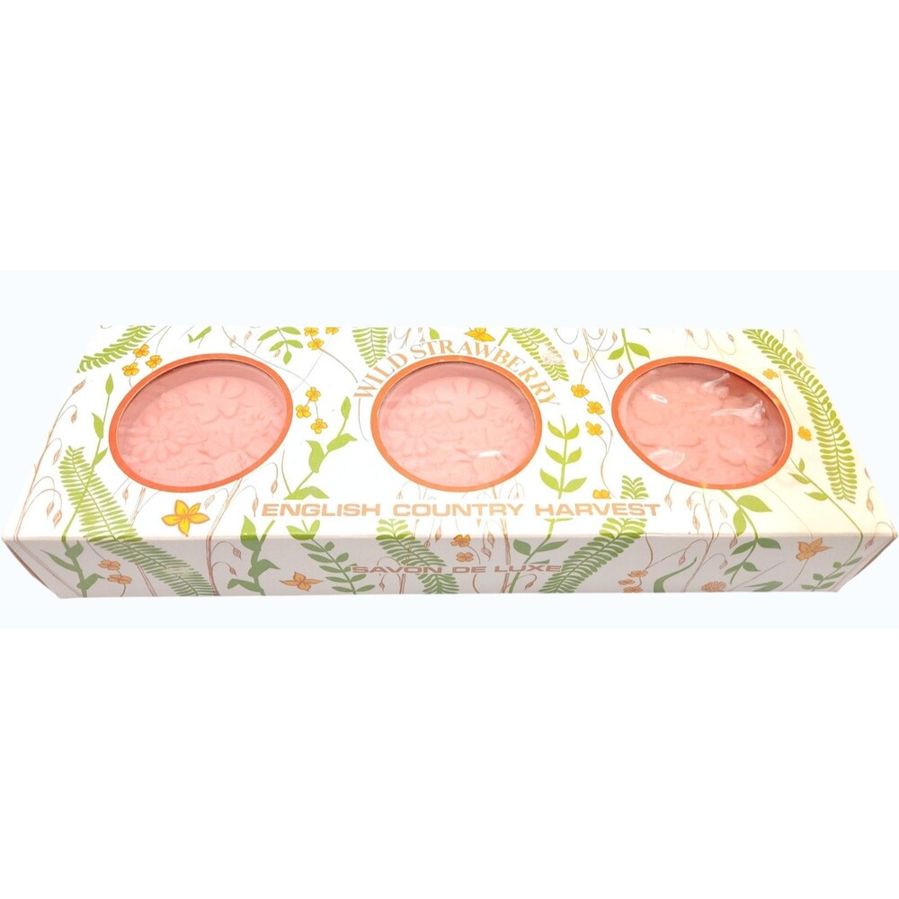 Vtg Jean Sorelle English Country Harvest Wild Strawberry Soap Set Boxed England